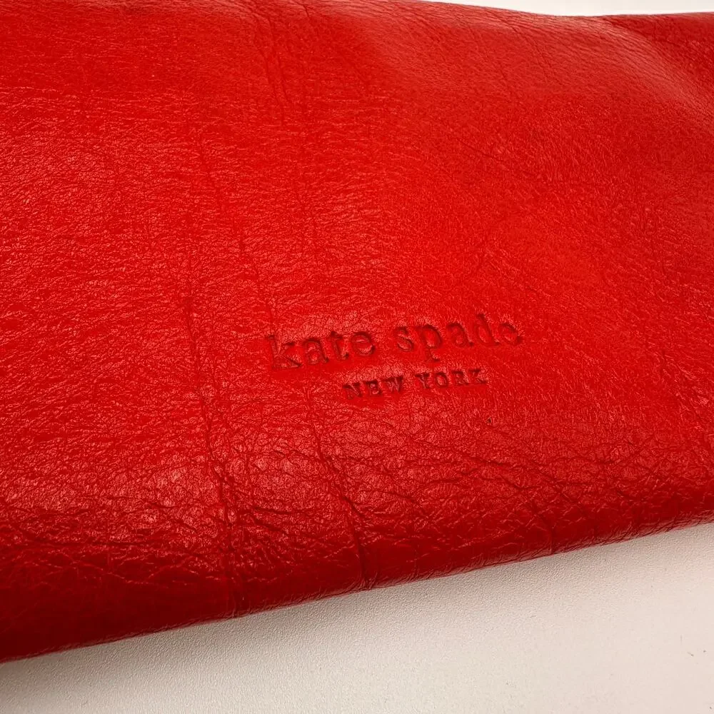 Kate Spade Red Leather Square Studded Flap Clutch